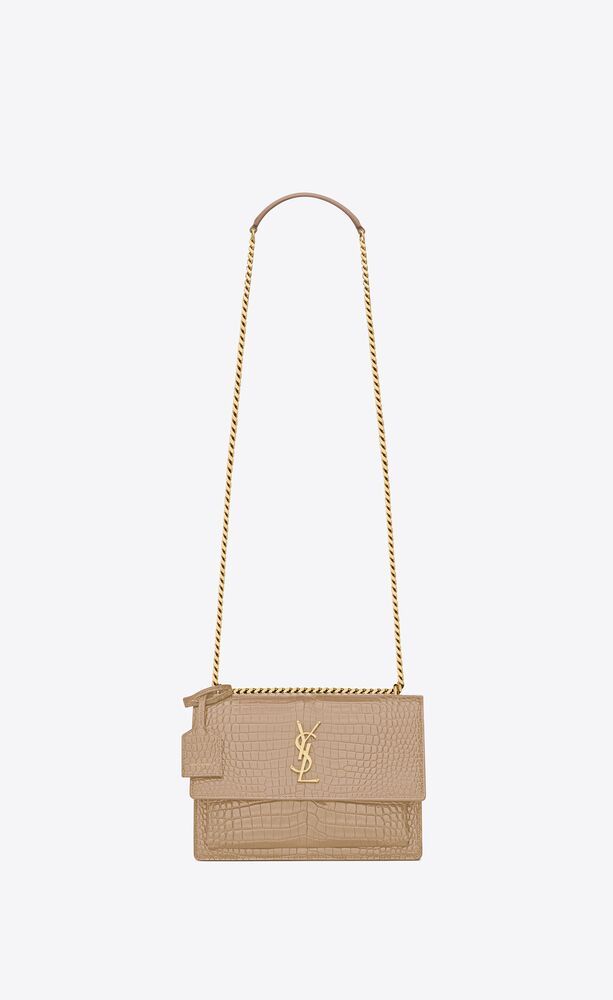 sunset medium chain bag in crocodile embossed shiny leather | Saint Laurent Inc. (Global)