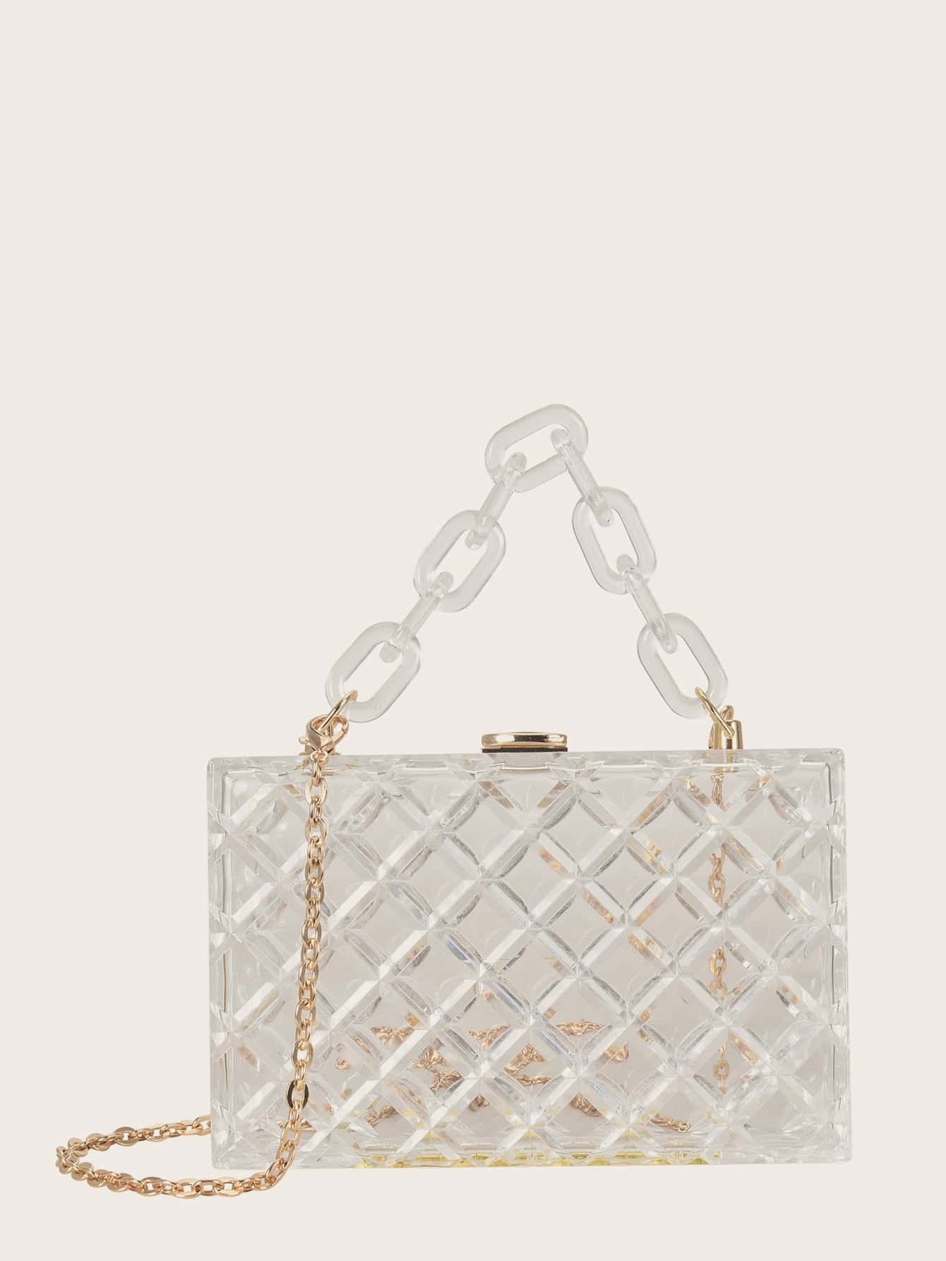 Mini Clear Geometric Pattern Chain Satchel Bag | SHEIN