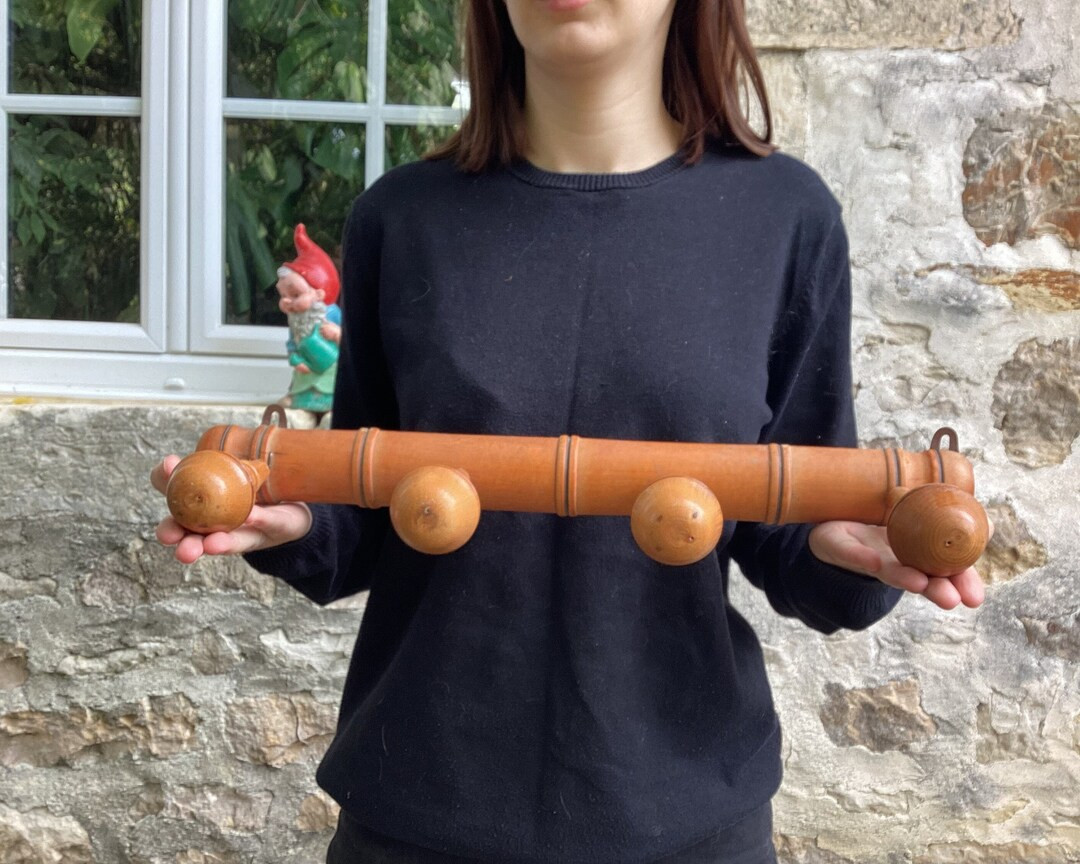 French Vintage Wooden Faux Bamboo Coat Hanger Retro Coat - Etsy | Etsy (US)
