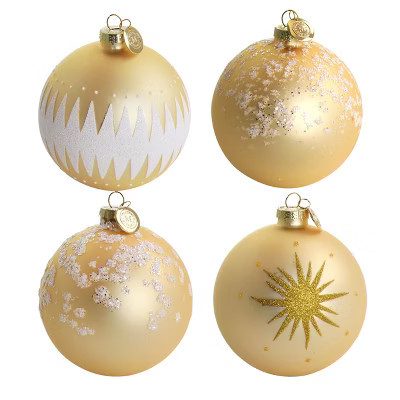 Martha Stewart Holiday Ball Ornament 4 Piece Set in Gold | Target