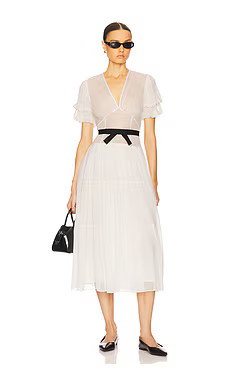 Helsa The Sasha Dress in Silk Chiffon in Vintage White from Revolve.com | Revolve Clothing (Global)