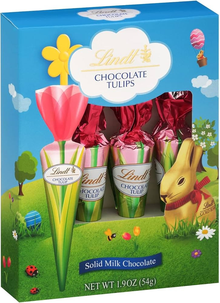 Lindt Chocolate Tulips, Easter Tulip-Shaped Solid Milk Chocolate on a Stick, 4 Pack | Amazon (US)