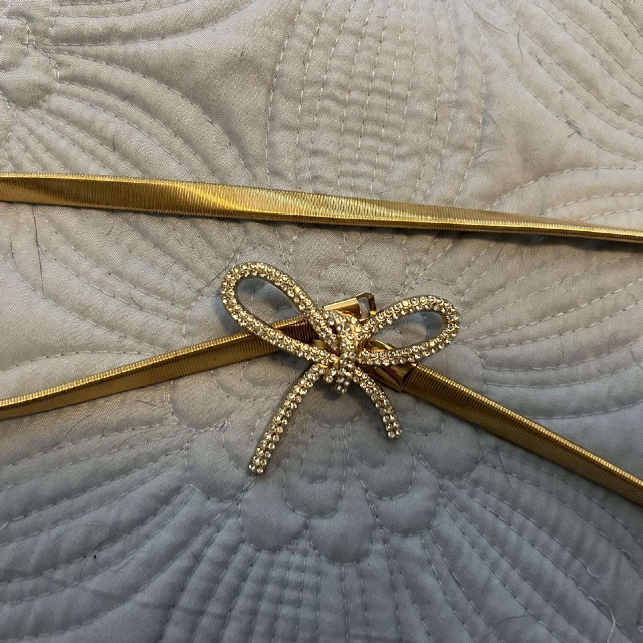 Gold rhinestone bow belt size small | Depop US