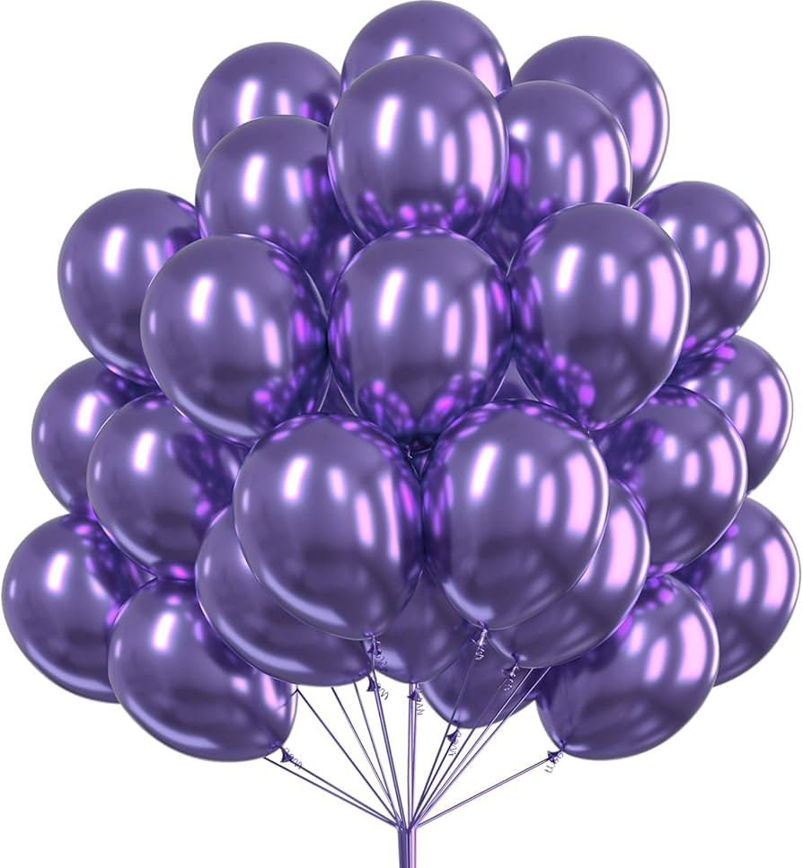 PartyWoo Metallic Purple Balloons, 50 pcs 12 Inch Purple Metallic Balloons, Purple Balloons for B... | Amazon (US)