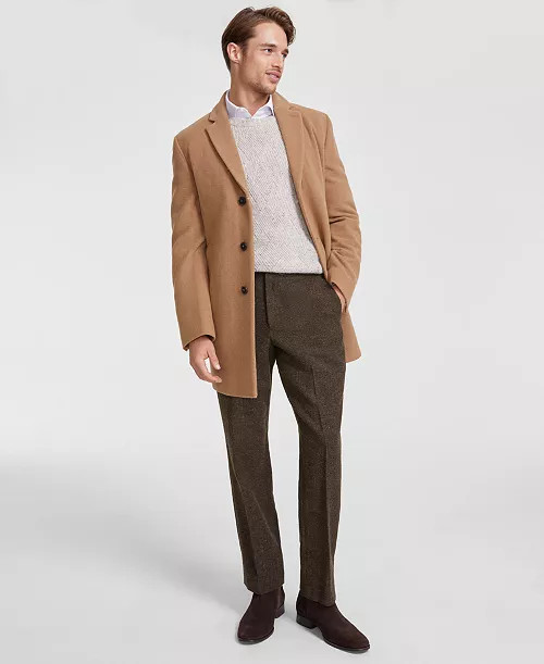 Calvin Klein Men's Prosper Wool-Blend Slim Fit Overcoat - Macy's | Macy's