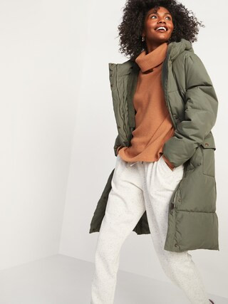 Faux-Fur Lined Hooded Long Puffer Coat for Women | Old Navy (US)