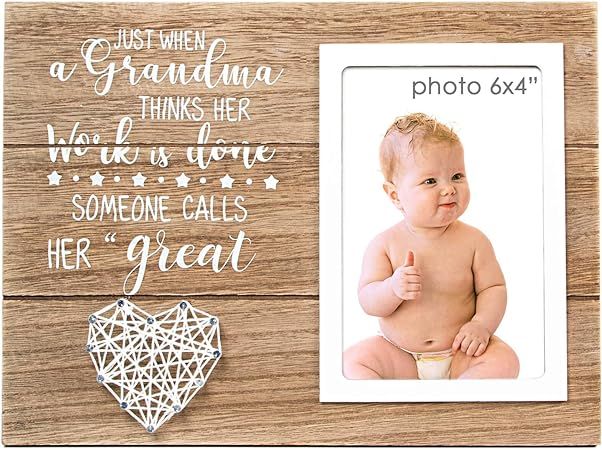 Vilight New Great Grandma Gifts - Rustic Picture Frame for Great-Grandmother to Be - 4x6 Inches P... | Amazon (US)