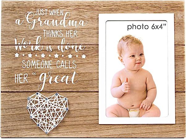Vilight New Great Grandma Gifts - Rustic Picture Frame for Great-Grandmother to Be - 4x6 Inches P... | Amazon (US)