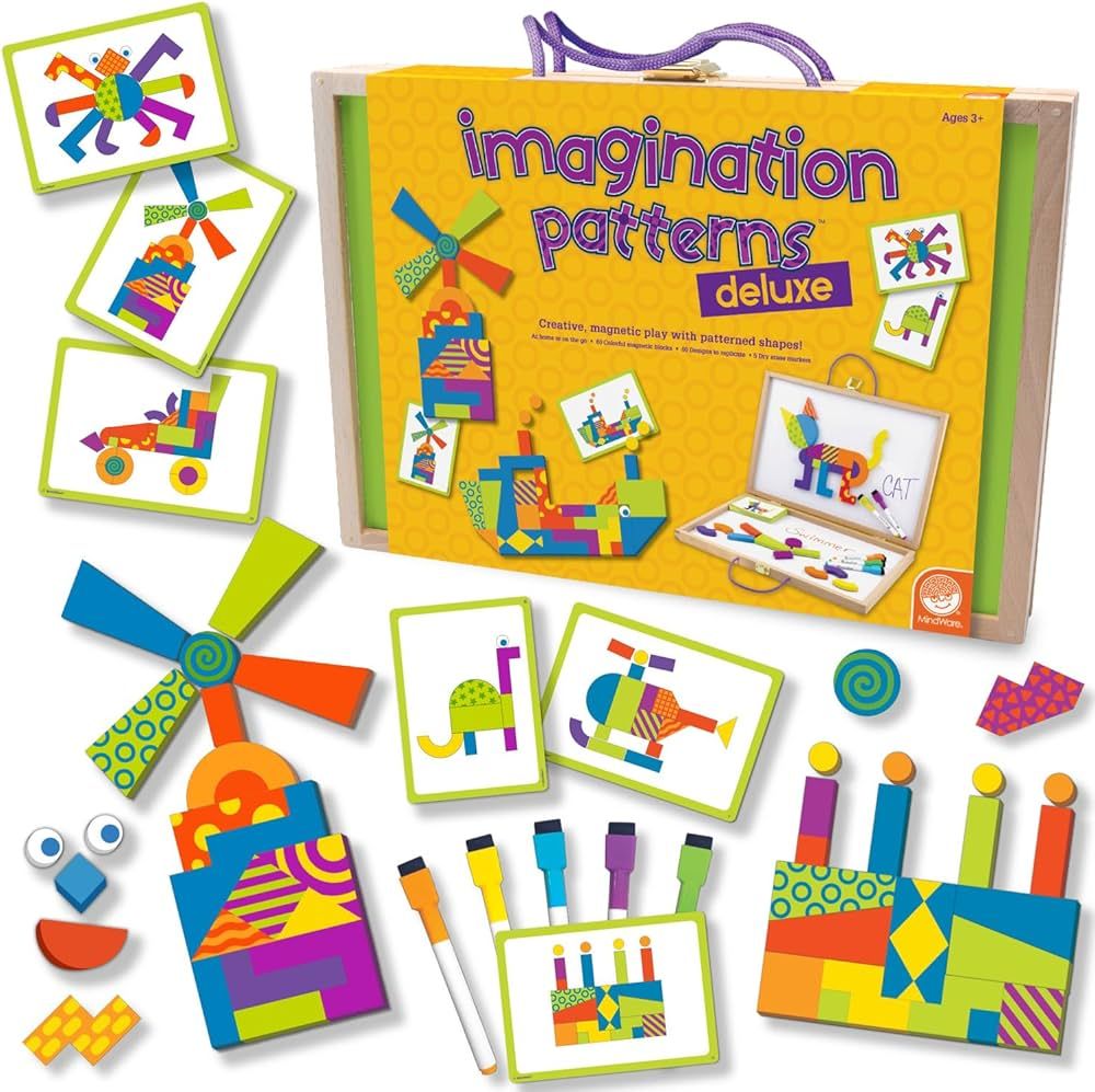 MindWare Imagination Magnets Patterns Deluxe - Includes Wood Carrying Case, Dry-Erase Markers, 60... | Amazon (US)