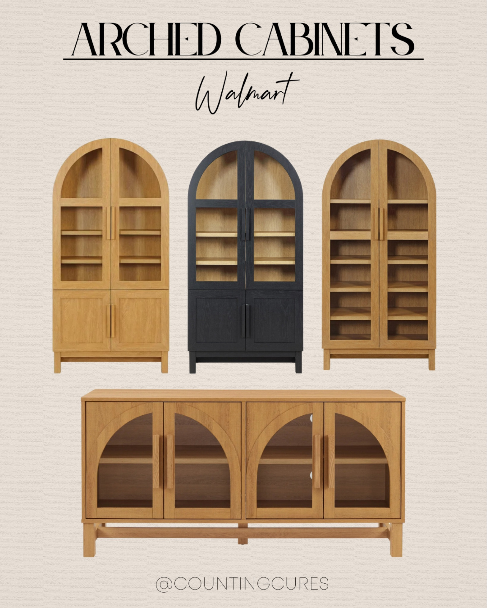 Give your space an interesting twist with these arched cabinets from Walmart! A great option if you need space to store your home essentials.
#minimalistfurniture #kitchenfinds #livingroomrefresh #homestyling

#LTKStyleTip #LTKHome #LTKSeasonal