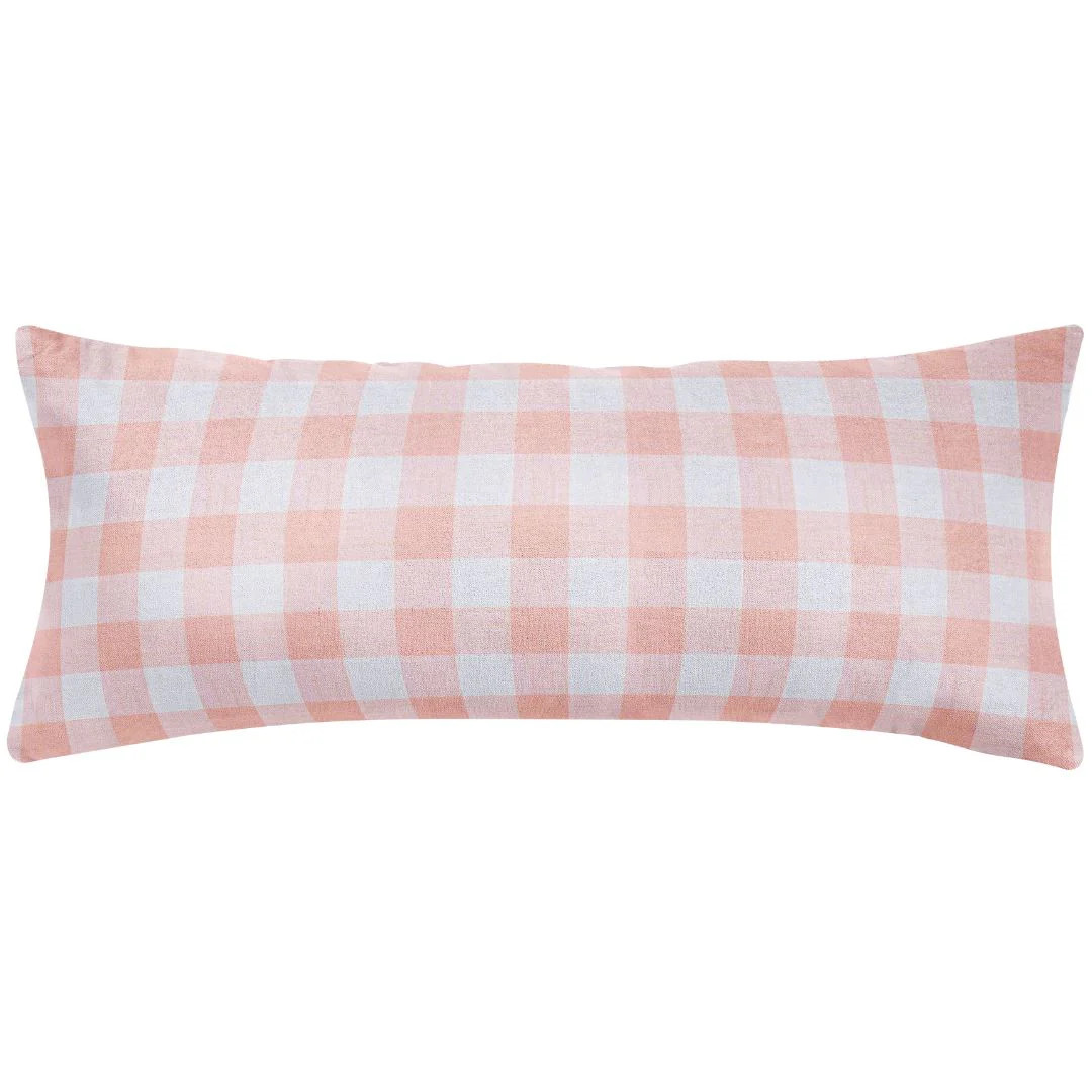 Gingham Coral 14x36 Decorative Pillow Cover | Laura Park Designs