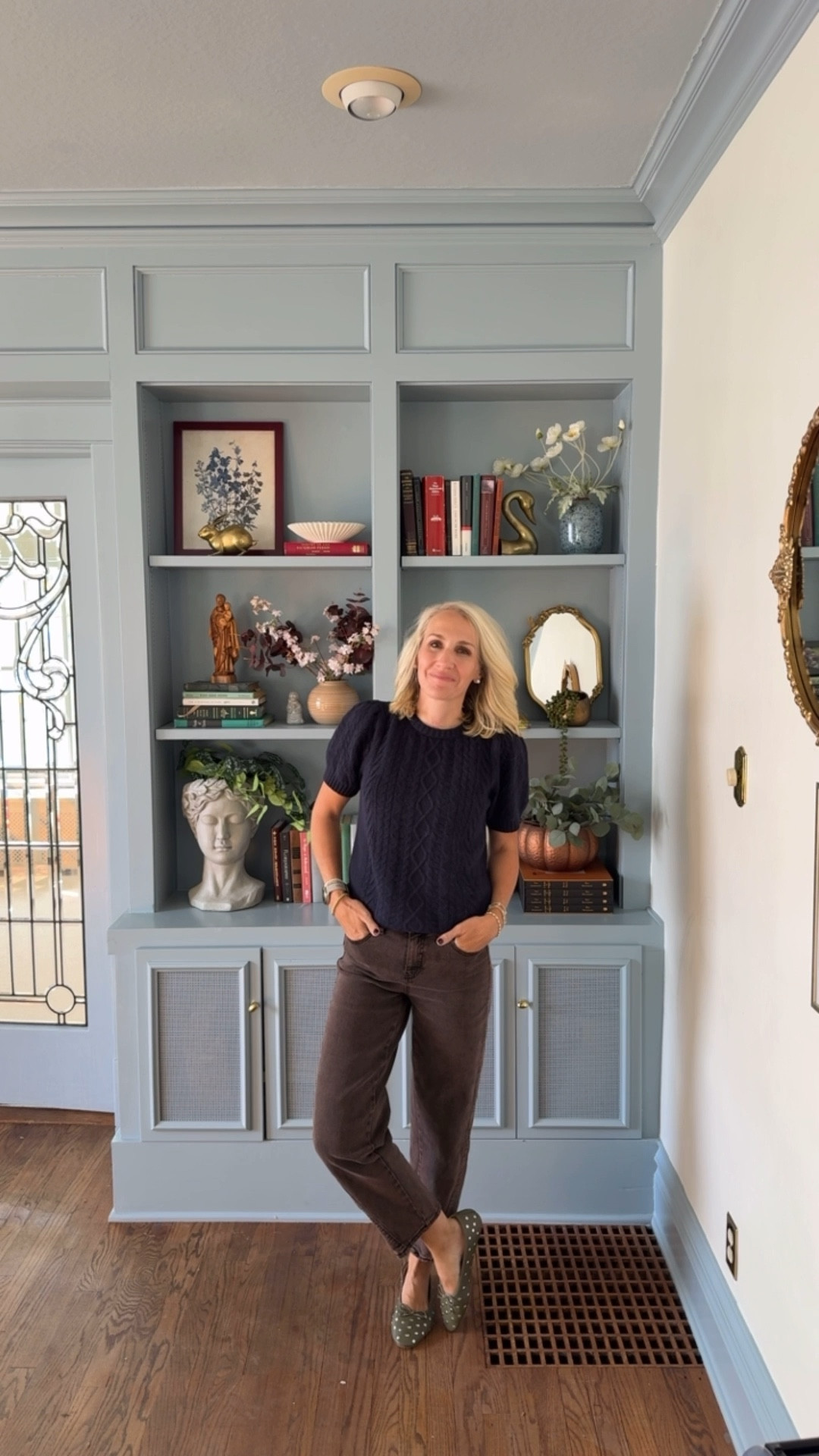 Boys XL rugby polo. Size small coat, sweaters, and blouse. All run a tiny bit big in my opinion! Jeans are true to size and maybe even a little generous so I would NOT size down. Woven flats run true to size. The green flats run a half size small and the burgundy run a half size big for me! 

#LTKOver40 #LTKFindsUnder100 #LTKStyleTip