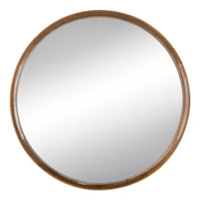 31.5" Pine Wood Mirror For Home, Beautify Your Bathroom & Living Room Interiors Round With Frame, Decorate | Wayfair North America