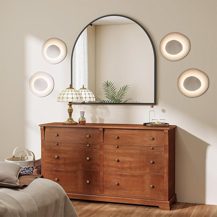Wide Arched Wall Mirror, 38 x 40 inch Arch Bathroom Mirror, Wall Mounted Vanity Mirror with Arch ... | Amazon (US)