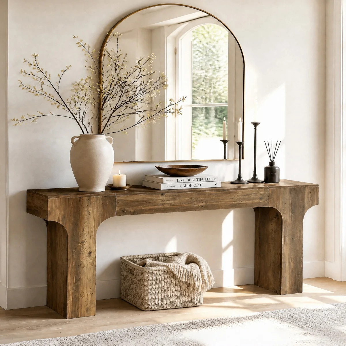 Extra Long Sofa Console Table for Entryway, 79-Inch Farmhouse Wooden Couch Table Behind Sofa | Wayfair North America