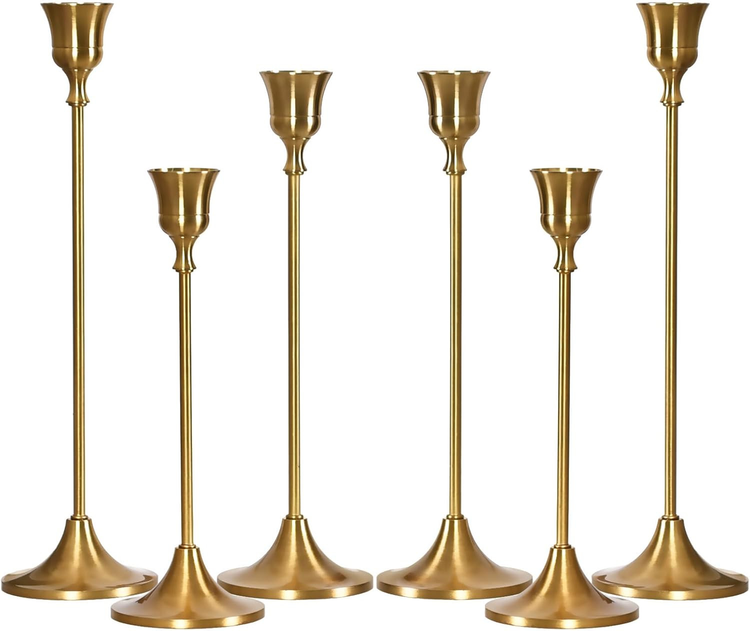 Brass Gold Candlestick Holders Set of 6, Taper Candle Holder for Candlesticks, Antique Vintage Candle Stick Candle Holders for Table Centerpieces Mantel Wedding Home Christmas Decorations | Amazon (US)