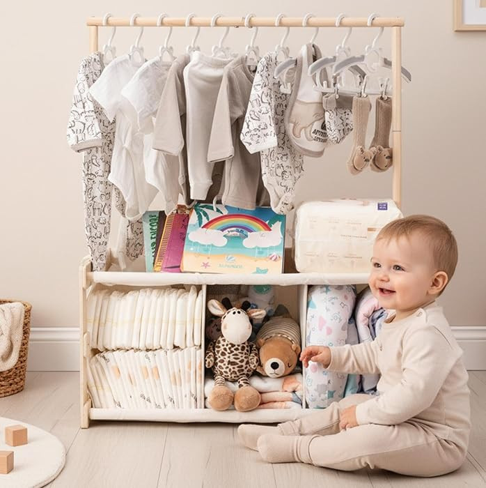 3-in-1 Wooden Baby Shower Crate Closet, Large Baby Basket for Nursery, Personalized Baby Gifts Ba... | Amazon (US)