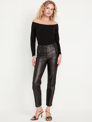 High-Waisted Shine OG Straight Ankle Jeans | Old Navy (US)