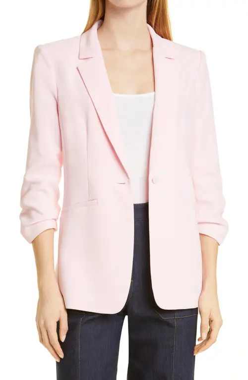 Cinq à Sept Khloe Ruched Sleeve Blazer in Pink Quartz at Nordstrom, Size 2 | Nordstrom