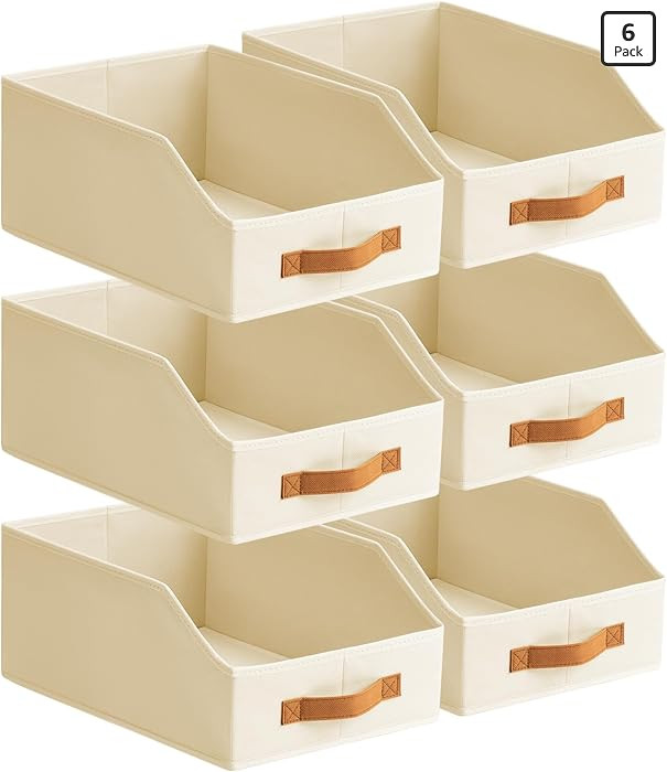 Fabric Storage Bins for Organizing - 6 Pack Large Trapezoid Collapsible Storage Bins with Front H... | Amazon (US)
