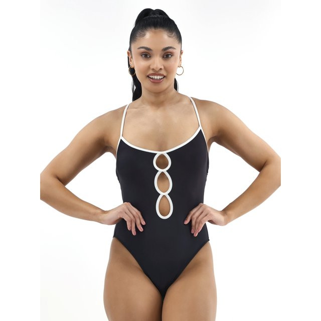 No Boundaries Women's and Women's Plus Scoop Neck One Piece Swimsuit, Sizes XXS-XXL - Walmart.com | Walmart (US)