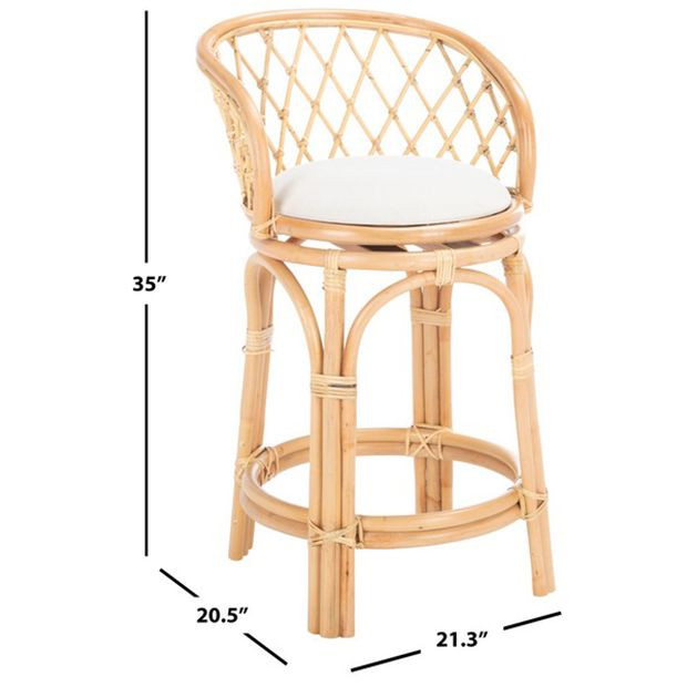 Cushioned Rattan Counter Stool | Antique Farm House