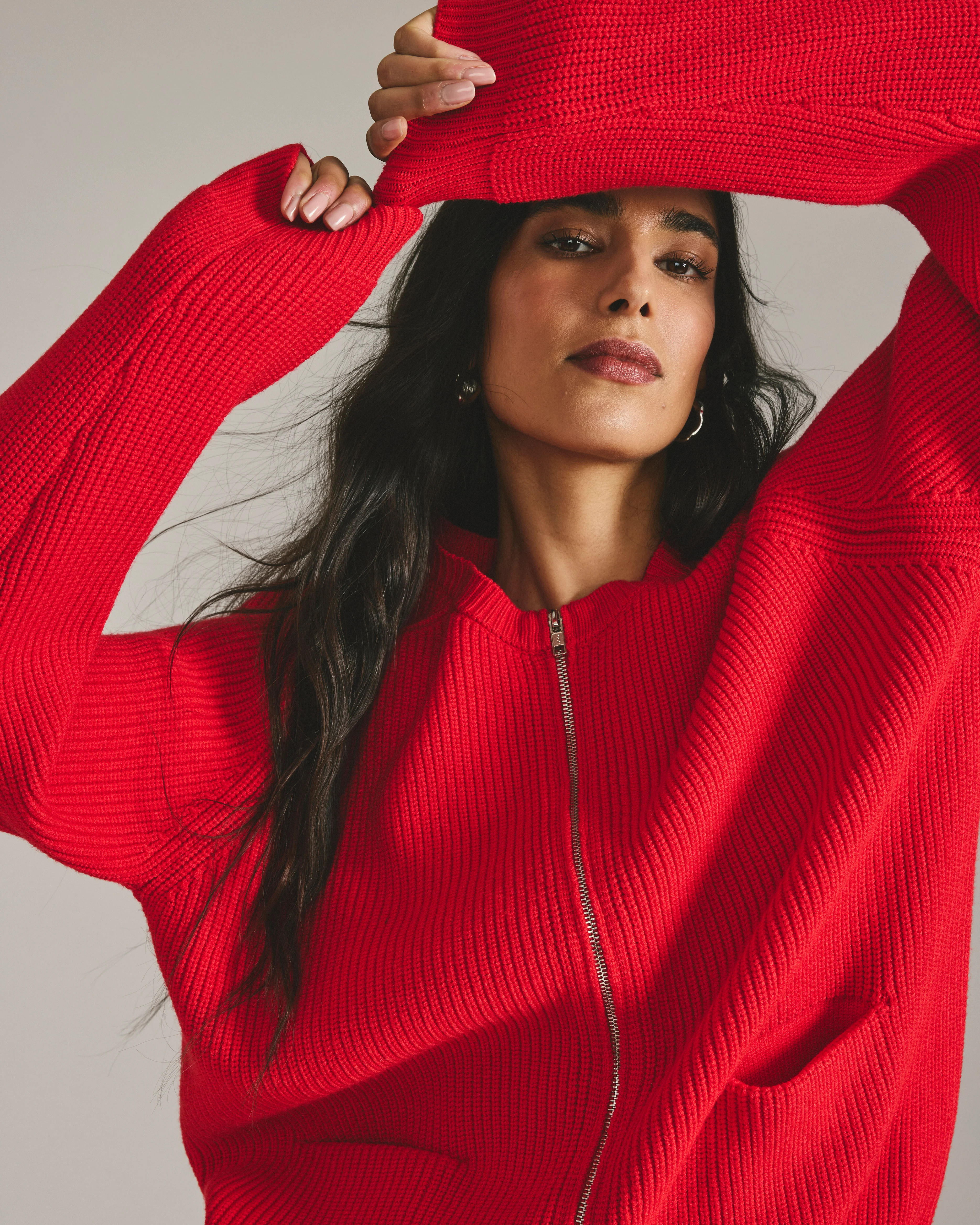 Better-Than-Wool Zip Cardigan - Lipstick | Universal Standard