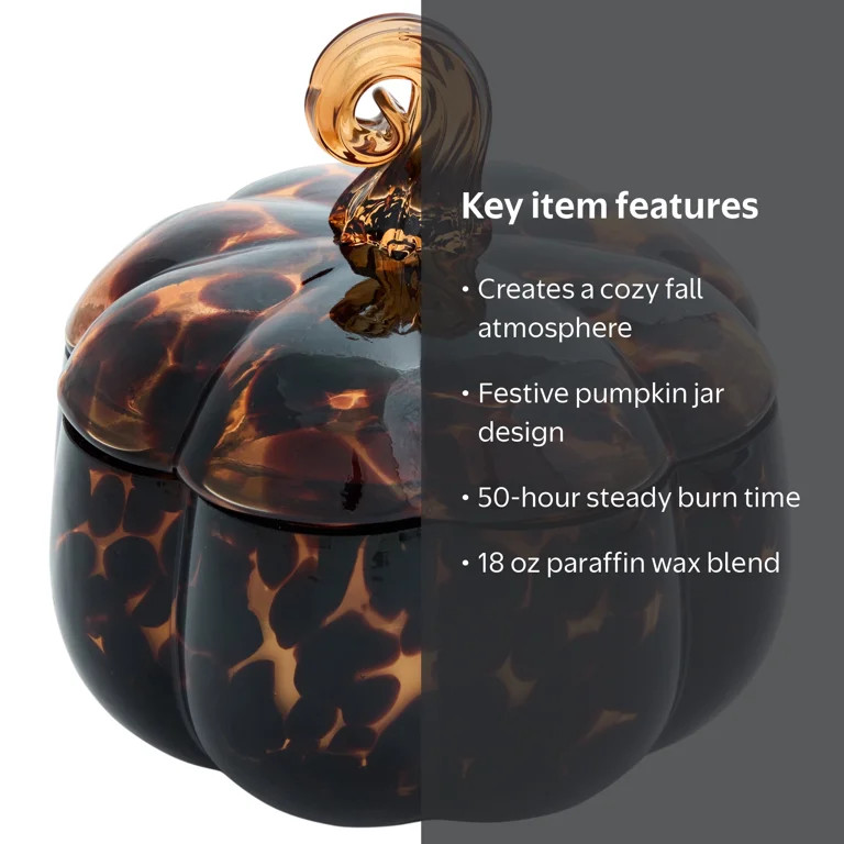 Better Homes & Gardens 2-Wick 18 oz Dark Brown Tortoiseshell Glass Pumpkin Jar Candle, Farm Apple... | Walmart (US)