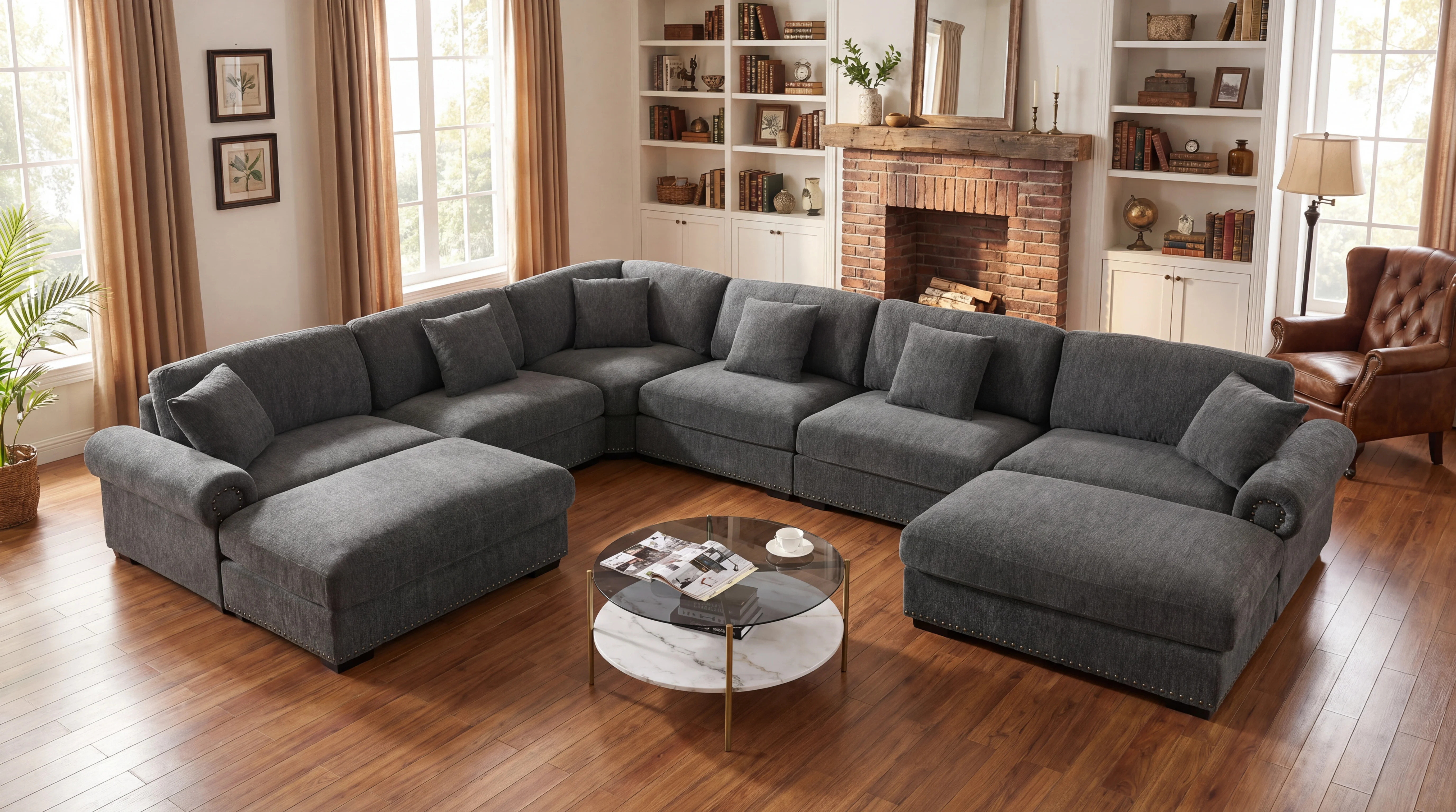 Oversized Corner Sectional Sofa With Reversible Chaises 8 Seat Chenille Cloud Sectional Couches | Wayfair North America
