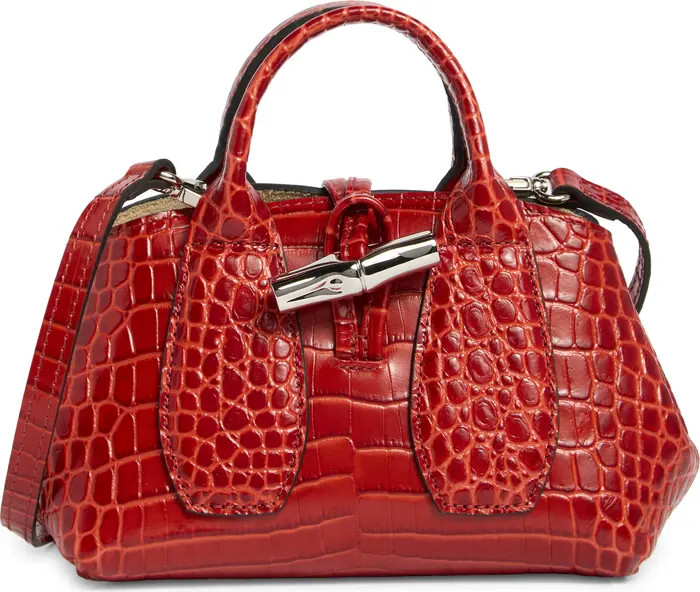 Longchamp Extra Small Roseau Croc Embossed Top Handle Crossbody Bag | Nordstromrack | Nordstrom Rack