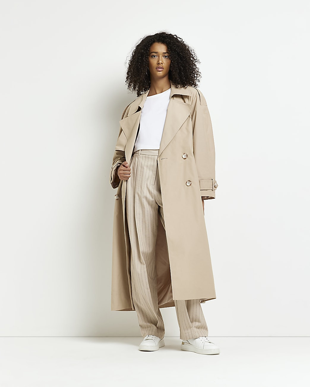 River Island Womens Beige oversized longline trench coat | River Island (UK & IE)
