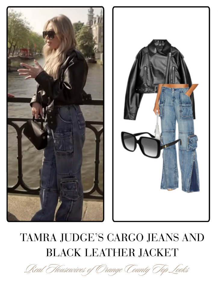 Tamra Judge's Cargo Jeans and Leather Jacket 

 
