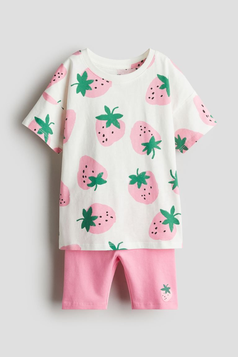 2-piece Printed Set - White/strawberries - Kids | H&M US | H&M (US + CA)