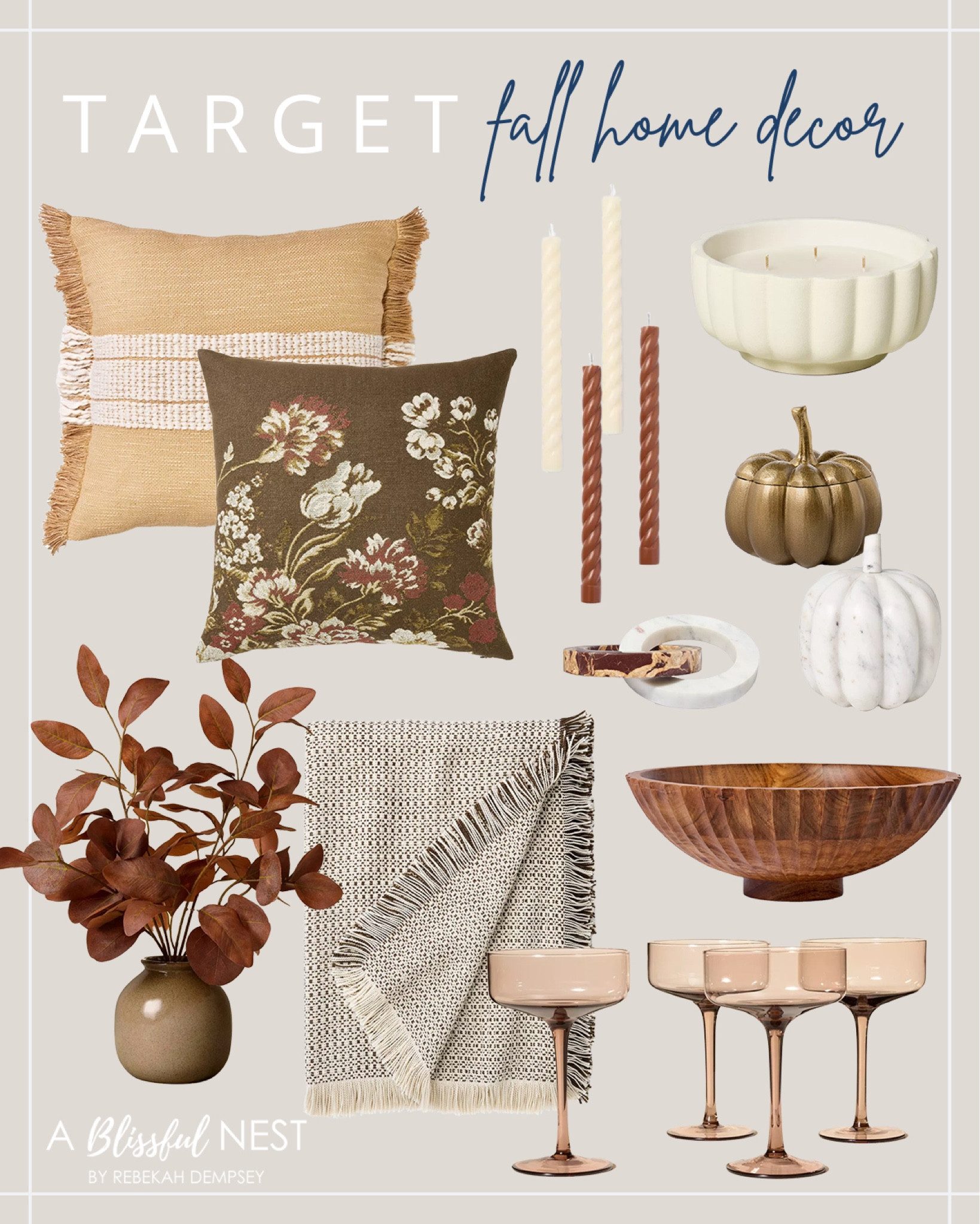 Target fall home decor! 

#targetfinds

Target finds. Target home. Target fall decor. Target chic fall home decor. Target fall throw pillow. Target wine glasses. Target fall candle. Target faux fall plant  

#LTKFindsUnder100 #LTKHome #LTKStyleTip