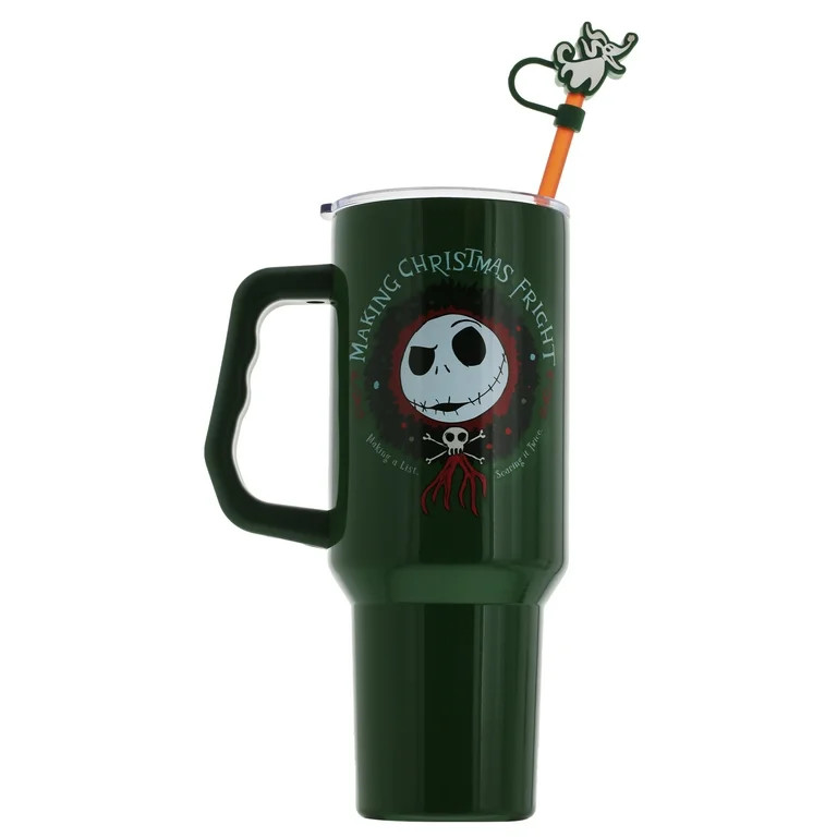 Nightmare Before Christmas Holiday Fright Wreath Tumbler With Handle, Straw Cover Cap, Lid and St... | Walmart (US)