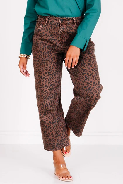 Dear John Lasso Brown Leopard Barrel Jean | The Willow Tree