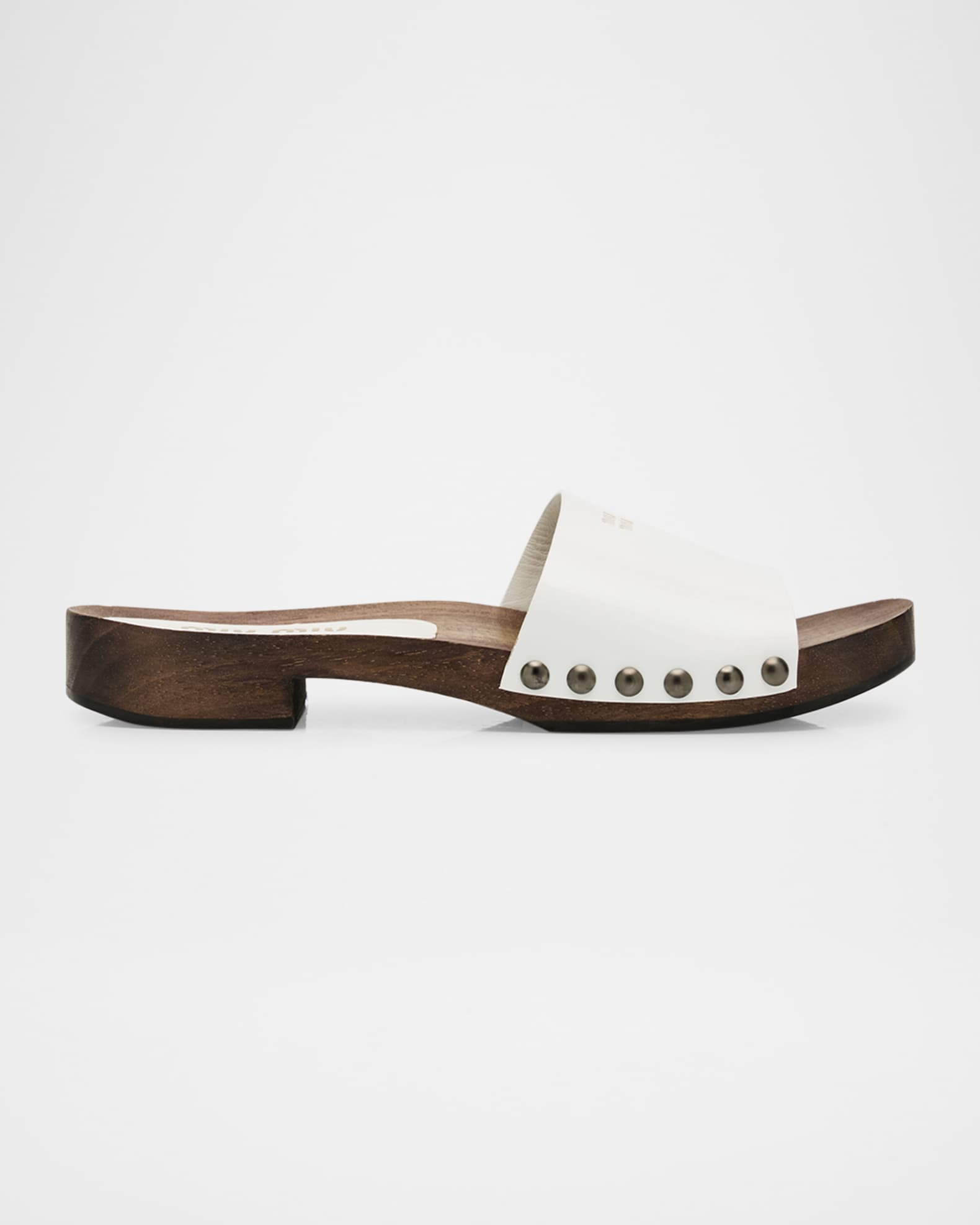 Leather Logo Slide Clogs | Neiman Marcus