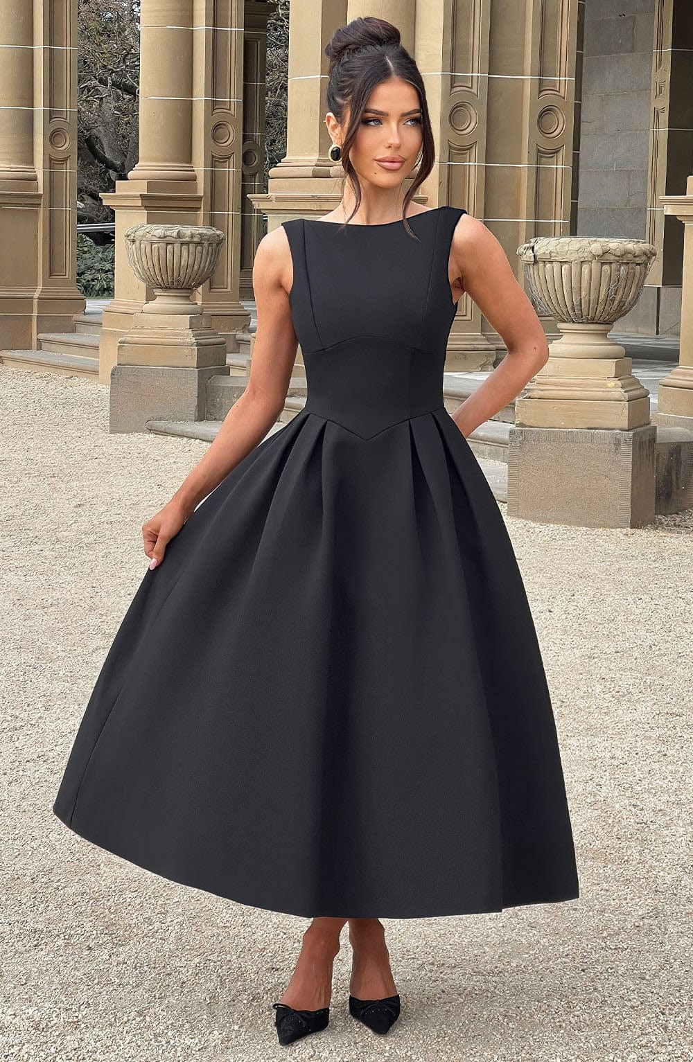 Clarabella Midi Dress - Black | Babyboo (global)