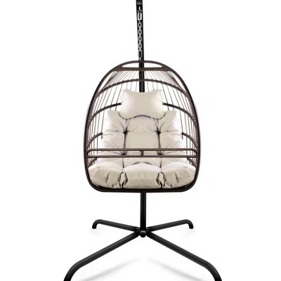 Hanging Chair With Stand For Indoor - Comfortable Cushion And Pillow, Modern Look Egg Thick Space Saving | Wayfair North America