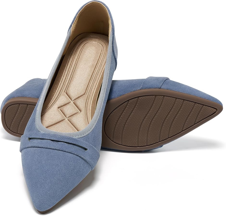 Alicegana Dressy Flats for Women: Pointed Toe Business Casual Shoes Women - Comfortable Slip On f... | Amazon (US)