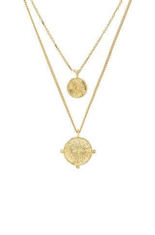 Luv AJ x REVOLVE The Double Coin Charm Necklace in Gold from Revolve.com | Revolve Clothing (Global)