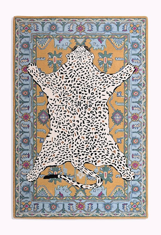 Handmade Leopard Wool Area Rug with Traditional Oushak Motif – Exquisite Animal Print Cheetah R... | Amazon (US)