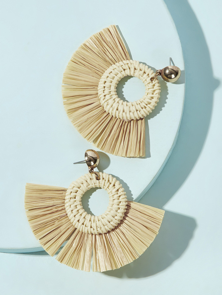 Tassel Fan Shaped Drop Earring 1pair | SHEIN