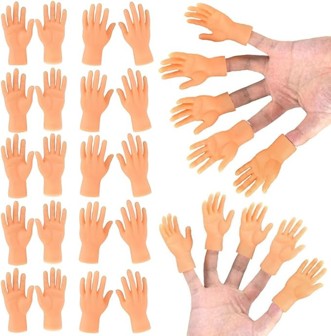 30 Pcs Tiny Finger Hands Mini Rubber Finger Puppets, Miniature Small Hands Ealistic Cute Little H... | Amazon (US)