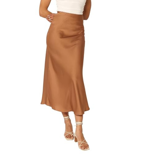 Petal & Pup Women's Nellie Satin Midi Skirt, Bronze | Amazon (US)
