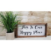 This Is Our Happy Place | Framed Farmhouse Wood Signs 7 X 17| Decor Rustic Wooden Housewarming Gift  | Etsy (US)