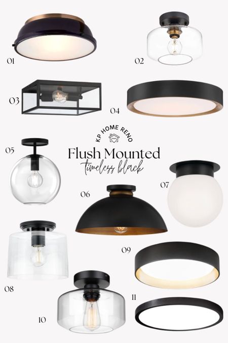 Modern black flush mounted lights. These designs are very timeless. I could see these being perfect for a stairway or hallway! These are also all pretty affordable ways to dress up a room. 

#modernlighting 

#LTKhome #LTKfindsunder100