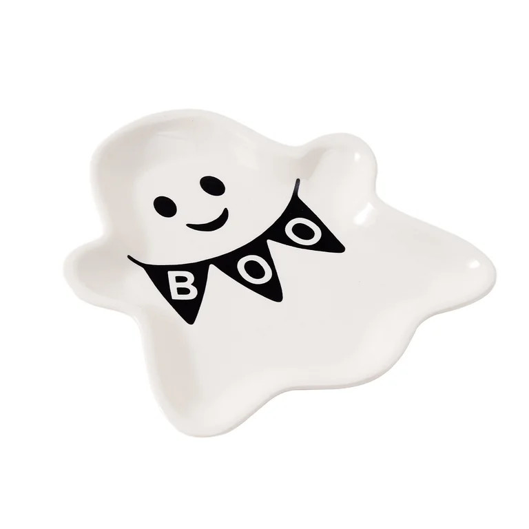 Way to Celebrate Halloween Ghost Stoneware Appetizer Plates, 4-Pack | Walmart (US)