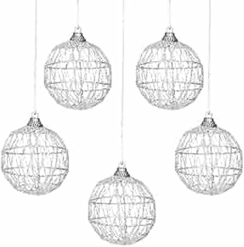 AMS Christmas Hanging Decorations,Hollow Iron Wire Ball Ornaments for Party Tree Decor(2.36" 20ct... | Amazon (US)