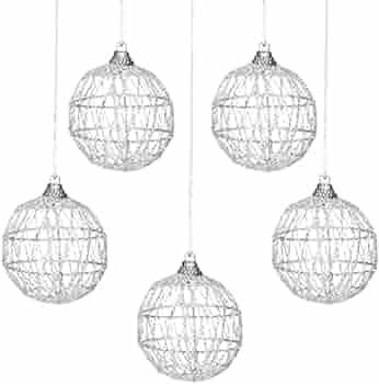 AMS Christmas Hanging Decorations,Hollow Iron Wire Ball Ornaments for Party Tree Decor(2.36" 20ct... | Amazon (US)